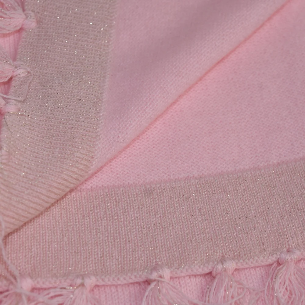 Lilly Pulitzer Take Me Away Cashmere Wrap Tassels Lurex Pink Gold Women's Scarf - Picture 9 of 11